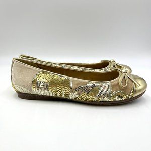 Easy Spirit X Martha Stewart Size 7 Gail Metallic Gold Sequin Ballet Flats Shoes
